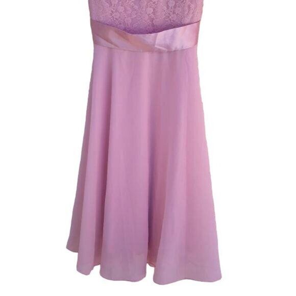 Berry Love Dress Lace Sweetheart Illusion Tie Waist Full Flowy Barbiecore Pink M - Picture 6 of 8